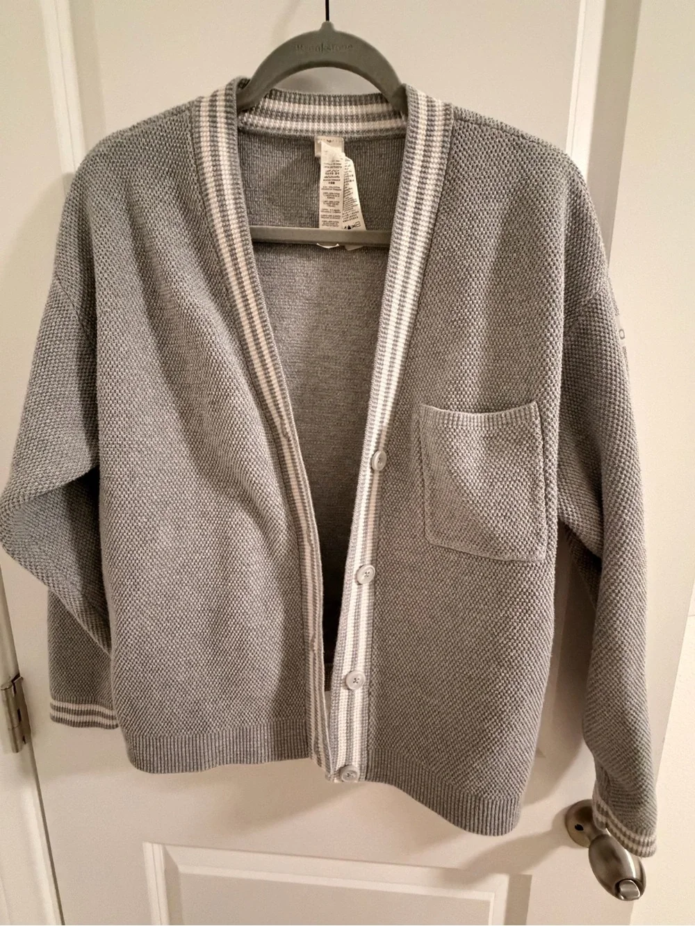 ALO Yoga Tennis Club Sweater- Heather Grey/White - Picture 2 of 6